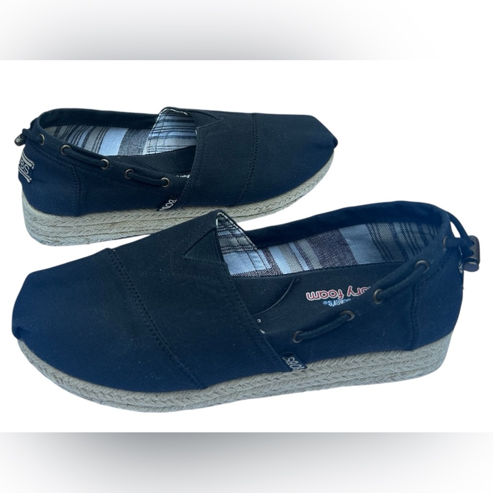 SKECHERS BOBS Women’s Espadrille Wedge Black Shoes Size: 9